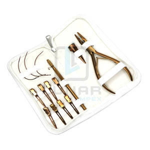 Kit d'outils d'extension de cheveux Plasma or rose avec étiquetage de logo de marque personnalisé sur les outils et kit d'étui en cuir PVC - Product Image 1