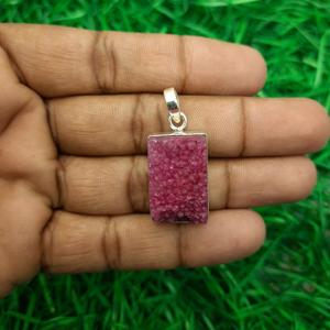 Vente en gros de bijoux fins en argent sterling 925 faits à la main en or druzy rectangle rose pendentif de fiançailles breloques numéro de diamant - Product Image 1