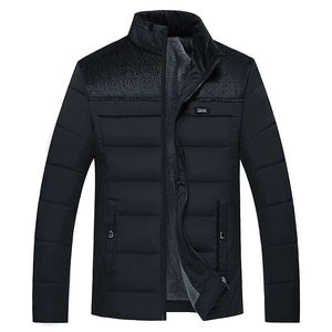 Veste matelassée chaude d'hiver pour hommes Parka en peluche épaissie avec col montant et pardessus rembourré en toile à fermeture éclair - Product Image 3