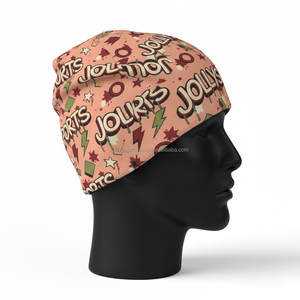 Bonnet en polyester et élasthanne de qualité supérieure pour homme, tissu extensible doux 220 GSM, impression sublimée toutes couleurs, logo personnalisé, bonnet jacquard - Product Image 3