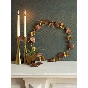 Shabby Chic <b>Metal</b> Wildflower <b>Wreath</b> Antique Style Tinned Iron Wall Hanging Harvest Floral Hoop for Living Room Porch and Holiday - Product Image 3