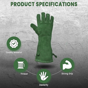 ถุงมือทำงานสำหรับช่างเชื่อมถุงมือทำงานเชื่อมหนังวัวเสริมกันความร้อนวัสดุหนัง - Product Image 4