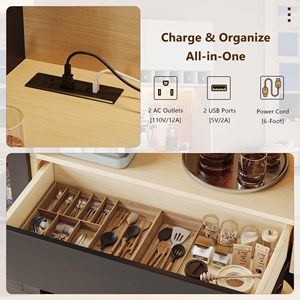 <span class=keywords><strong>Meuble</strong></span> de <span class=keywords><strong>cuisine</strong></span> haut noir moderne avec support pour micro-ondes, bar à café LED, casier à vin et vitrine à verres - Product Image 6