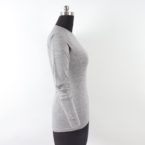 OEM produttore di biancheria <span class=keywords><strong>intima</strong></span> termica da <span class=keywords><strong>donna</strong></span> 100% t-shirt girocollo a maniche lunghe in lana Merino - Product Image 3