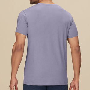 Custom T-Shirt 100% Premium Pure Cotton Plain <b>Blue</b> Solid Classic Short Sleeved Summer Casual Style High Quality Men's T-shirts - Product Image 4