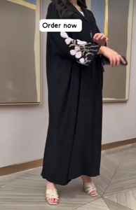 Elegant Modest Hand Embroidered Women's Imported Premium Abaya with Floral Sleeves Formal Traditional Dubai Breathable <b>Cloth</b> - Product Image 2