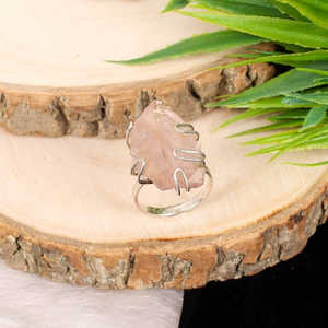 แหวนเงินสเตอร์ลิง92.5พร้อมพลอยควอตซ์ดอกกุหลาบหลวมเครื่องประดับหรูหราด้วยหินธรรมชาติที่ไม่เหมือนใคร - Product Image 4