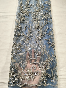 The Empress Collection Premium White Net Lace With Rhinestone Heavy Work Lace Dress <b>Fabric</b> With For Wedding Engagement Wear - Product Image 6