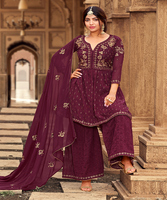 Traje Salwar de Seda para Mujer, para Adultos, India, Pakistán, Lavable a Máquina, Limpieza en Seco, Último Diseño, Elegante, Multicolor, para Bodas, 500