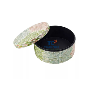 Plateau de service rond en nacre incrustée de chocolat de haute qualité, serpillière en coquillage et Eid Mubarak - Product Image 4