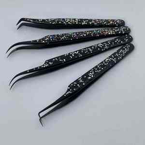 Pince à cils greffés en acier inoxydable de qualité fine droite et incurvée - Product Image 2