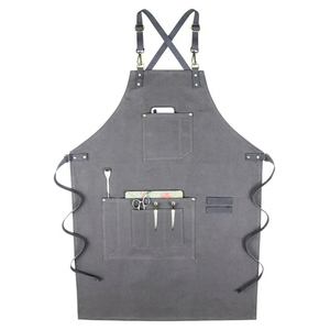 ผ้ากันเปื้อนคาดเอวผ้าใบแบบปรับแต่งได้สำหรับร้านอาหารและช่างไม้ผ้าฝ้ายระบายอากาศได้สำหรับพ่อครัวทำอาหาร - Product Image 1