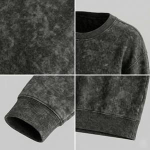 Wholesale Custom Printed Winter <b>Vintage</b> Acid Stone Washed Distressed <b>Sweatshirt</b> Women <b>Oversized</b> Heavyweight Cotton Crewneck - Product Image 4