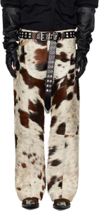 Ucstom hizo pantalones de cuero de vaca real para mujer Pantalones de invierno casuales hechos a mano con cintura alta frente plano y vaca elegante - Product Image 3