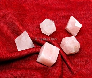 Juego de 5 uds de cristal de cuarzo rosa terapia de piedras preciosas de geometría sagrada para curación de Chakras artesanías de piedras semipreciosas - Product Image 1
