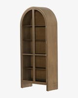 Armoire de cuisine et de salle à manger en bois de rotin naturel avec porte en verre Meuble de cuisine élégant au design élégant