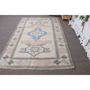 พรมตุรกีขนาด 5.1x7.7 ฟุต, พรมวินเทจ, พรมโมร็อกโกสีเบจ - Product Image 1