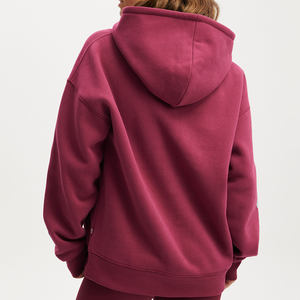 Vente chaude Sangria goutte épaule femmes surdimensionné graphique à capuche Anti-rides et respirant sweats à capuche pour femmes Gym sweat à capuche zippé - Product Image 1