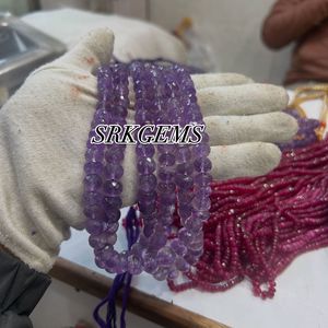ลูกปัดอะเมทิสต์แบบเหลี่ยมเพชรพลอยสีฟ้า7มม. ถึง9มม. สายยาว8นิ้วอัญมณีหลวม - Product Image 2