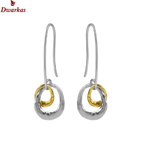 Pendientes colgantes de plata de ley 925 al por mayor estilo textura clásica onda plana dos tonos para bodas, fiestas y regalos - Product Image 1