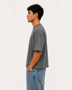 เสื้อยืด Highend ผลิตในประเทศอิตาลีโดยมี220คอตตอนหนักที่ออกแบบมาสำหรับคนเมืองบ็อกซี่สีเทา - Product Image 2