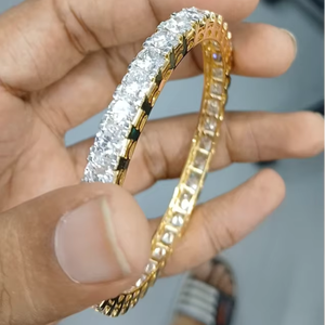 Bracelet de tennis en diamant cultivé en laboratoire en or 14kt personnalisable Bracelet de bijoux pour femmes à la mode simple Bijoux personnalisés - Product Image 1