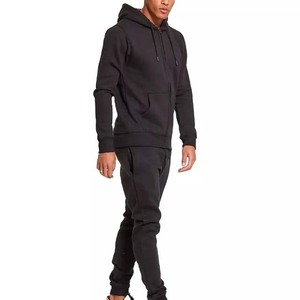 Ensemble de survêtement à capuche zippé uni pour homme avec logo personnalisé, tissu en molleton 100% coton - Product Image 5