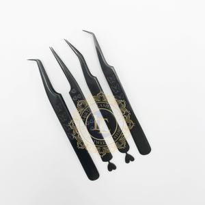 แหนบด้านล่างรูปหัวใจพลาสม่าสีดำสำหรับต่อขนตาทำจากสเตนเลสสตีลทำด้วยมือคุณภาพสูงฉลากส่วนตัว - Product Image 1