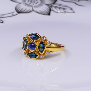 Juego de bisel de anillo de piedras preciosas de cianita chapado en oro clásico con regalo de compromiso de boda o fiesta - Product Image 5