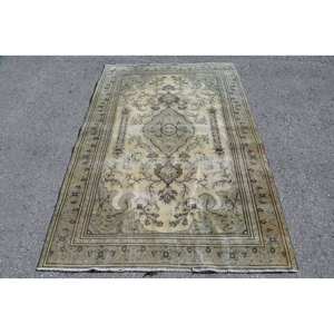 Alfombra turca Vintage verde Beige clásica 4,9X7 pies área grande lana látex respaldo Patchwork para pasillo dormitorio alfombra de noche - Product Image 1