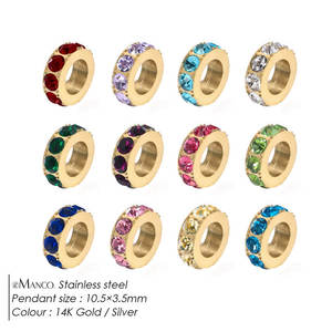 Colgantes y dijes de moda de acero inoxidable 316L chapados en oro PVD de 14K y 18K personalizados DIY para la fabricación de joyas con dijes de diamantes de imitación para pulseras - Product Image 2