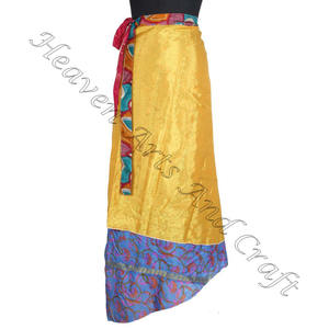 Boho New Gypsy Hippie Boho Indian Retro Paisley Silk Casual Wrap Recycled Silk Saris <b>Sarongs</b> Skirts Flex-wraps Skirts Online - Product Image 2