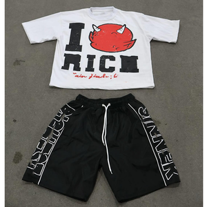 Ensembles décontractés pour hommes de haute qualité 100% coton t-shirt et short en nylon 2 pièces ensemble Logo personnalisé vêtements de mode - Product Image 3