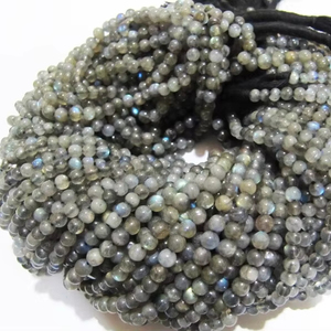 Cuentas lisas redondas de labradorita genuina natural de 4mm, hebra de 13 pulgadas de largo, cuentas lisas de arcoíris negro con forma de bola de 4mm - Product Image 1