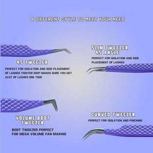 อุปกรณ์ต่อขนตาปลอมสแตนเลสทนทานด้ามจับเพชรแหนบปลายต่อขนตาเพิ่มวอลลุ่มตรง - Product Image 2