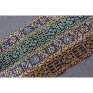 Alfombra Turca Vintage de 2.9x4.9 pies, Alfombra Pequeña, Alfombra de Lana con Diseño Floral Azul Verde - Product Image 4