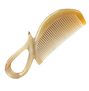High Grade Buffalo Horn Comb with Cowhide Handmade Massage Scalp Brush Gift Comb looking antique - Product Image 3