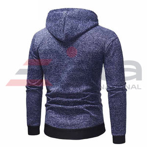 100% Cotton Pullover Hoodies for Men OEM Customizable Logo Slim Fit Sportswear in Solid Flannel Styles for Winter - Product Image 2