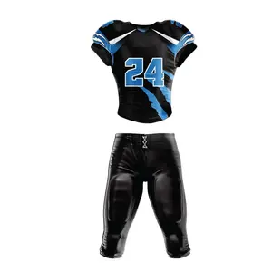 Nom d'équipe personnalisé Logo numéro imprimé couleur noire bonne vente faites votre propre équipe porter des uniformes de football américain