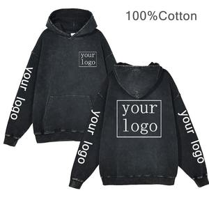 Fabricant Vente de Gros Sweats à Capuche pour Hommes Lourd 100% Coton Lavé à l'Acide Impression Numérique Personnalisée Haute Qualité Hiver Stone Wash - Product Image 2