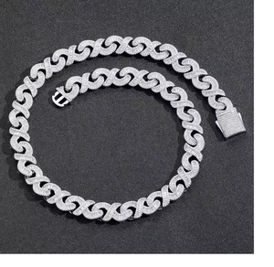 Collar de cadena cubana de moissanita estilo hip hop, chapado en oro y plata, de lujo, para hombre, joyería premium de hip hop. - Product Image 3