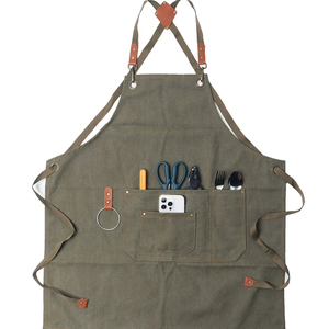 Lienzo Chef Algodón Camarero Unisex Uniforme Cocina Bar Delantales Trabajo Largo Comercial Café Restaurante Delantales - Product Image 1