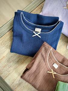 GOTS Certified 100% Organic Cotton, Short-sleeve Outfit Natural Color Hypoallergenic for Kids OEM ODM Service Low MOQ in Vietnam - Product Image 3