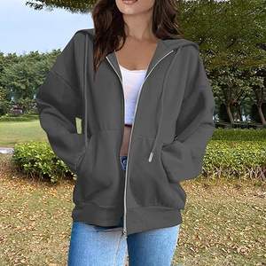 OEM personalizado mujeres cremallera sudaderas con capucha al por mayor de algodón de lana con estilo Slim Fit ropa deportiva Streetwear marca privada de moda 2026 - Product Image 2