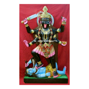 Exportateurs de statues de la déesse Kaali Mata en marbre noir, finition soignée et surface brillante, conçues par un designer indien pour la décoration des temples - Product Image 1