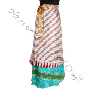 กระโปรงยาว38นิ้วผ้าไหมสไตล์วินเทจแบบกลับด้านได้กระโปรงคล้องคอยาวขนาดพิเศษผ้าไหมอินเดียวินเทจเมจิกเชือกผูกคอขนาด38นิ้ว - Product Image 4