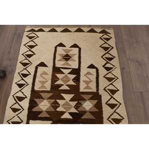 2.9x10.8 ft Rug, Turkish Vintage Runner Rug, <b>Brown</b> Kilim <b>Wool</b> Rug - Product Image 4