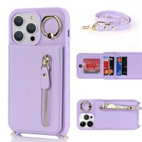 Étui portefeuille magnétique en PU+TPU avec support, fentes pour cartes, cordon et protection d'écran, pliable, couleur unie, pour téléphones portables