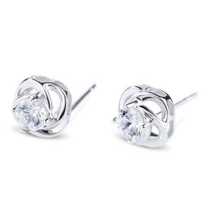Jeulia Classic Flower Sterling <b>Silver</b> <b>Stud</b> Earrings with Diamond Pearl & Zircon - Product Image 4