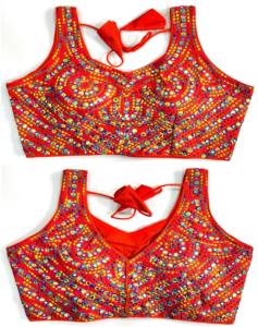 Chemisier moderne à col en V avec motif brodé et fil pailleté, robe de mariage en polyester à la mode avec miroir en aluminium - Product Image 1